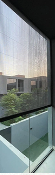 A tall screen arrangement shown at a balcony opening.